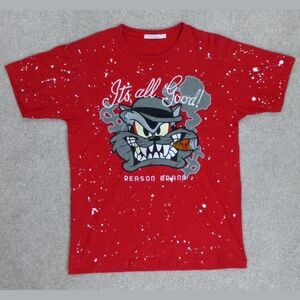 Reason Brand Red "It's All Good" Splatter Paint Graphic Embroidered T-Shirt